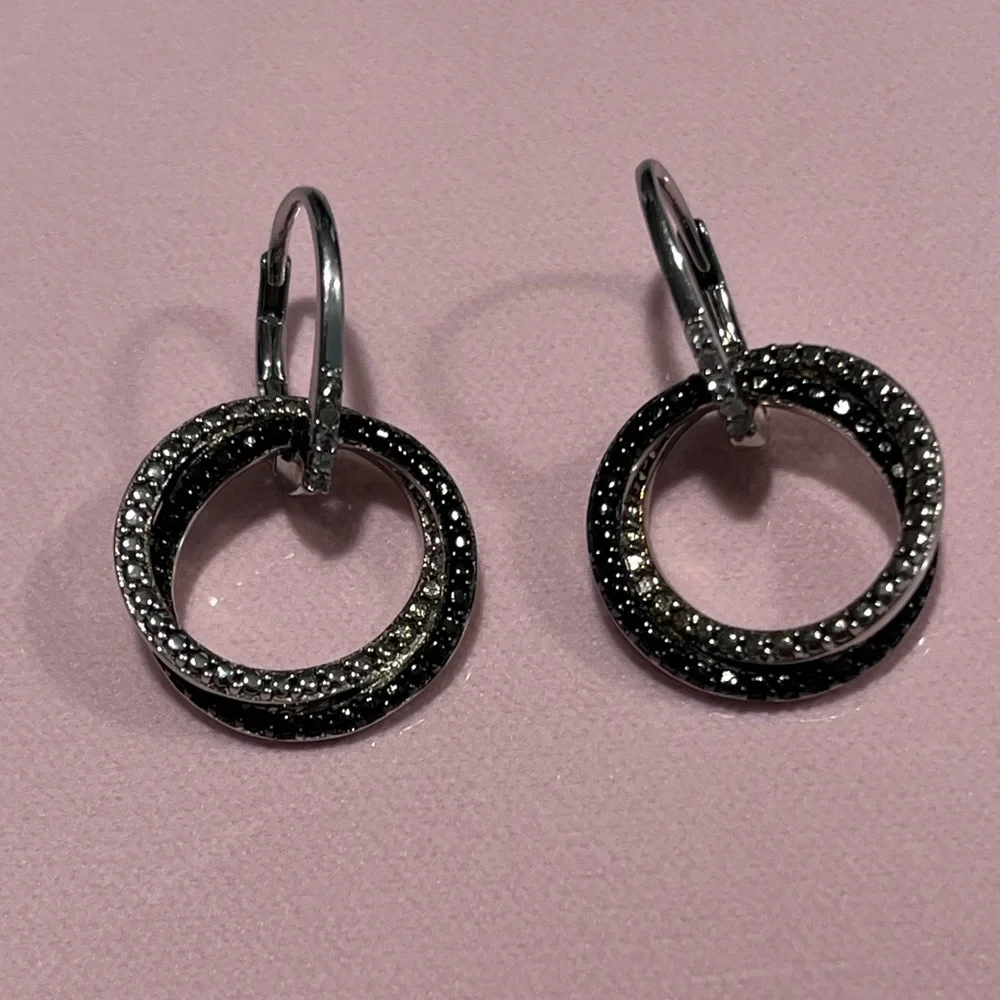MIADORA LOVED AUTHENTIC STERLING SILVER NATURAL WHITE DIAMOND DANGLING EARRINGS